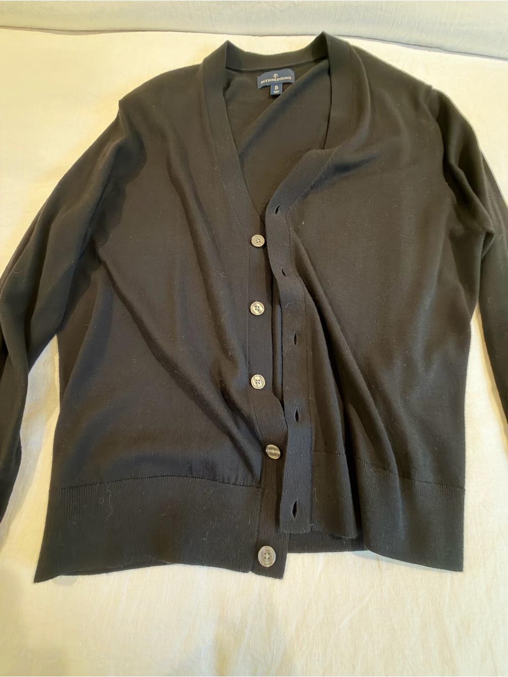 Buttoned Down Black Crewneck Sweater - XL